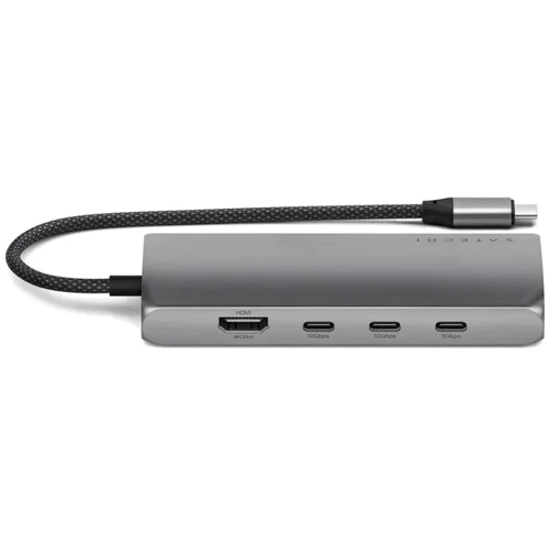 Адаптер Satechi Adapter USB-C to 4xUSB-C+RJ45+HDMI 8K Space Gray (ST-P8KEM): Додаткові роз'єми HDMI, Ethernet, USB-C