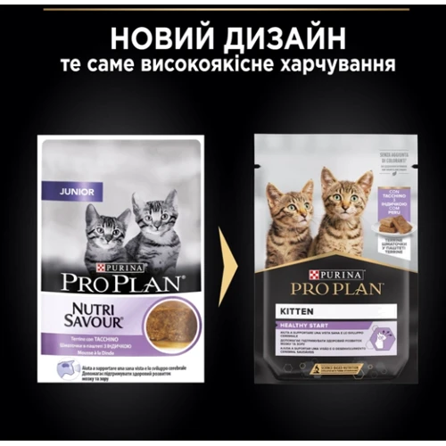 Влажный корм для котят Pro Plan Kitten Healthy Start с индейкой. Кусочки в паштете 26х75 г (8445290178862): Порода Все породы