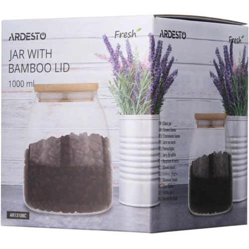 Банка для сыпучих продуктов Ardesto Fresh Classic 1000 мл: Материал бамбук, стекло