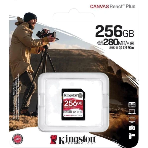 Карта пам'яті Kingston 256GB SDXC Class 10 UHS-II U3 V60 Canvas React Plus (SDR2V6/256GB): Тип карти SDXC