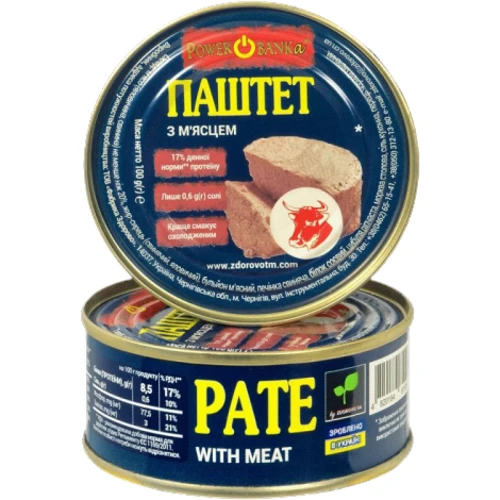 Паштет с мясом, PowerBANKa, ТМ Zdorovo ж/б 100 г