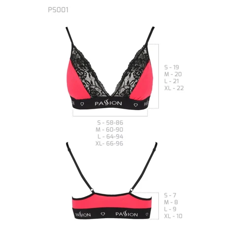 Эластичный топ с кружевом Passion PS001 TOP red-black, size M