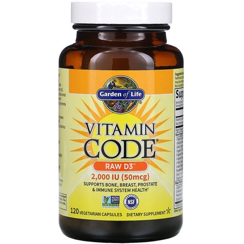 Garden of Life Vitamin Code, RAW D3, 50 mcg (2,000 IU), 120 Vegetarian Capsules (GOL-11656): Форма випуску капсули