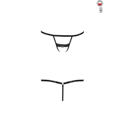 Трусики-стрепы SHELLY THONG black L/XL - Passion Exclusive