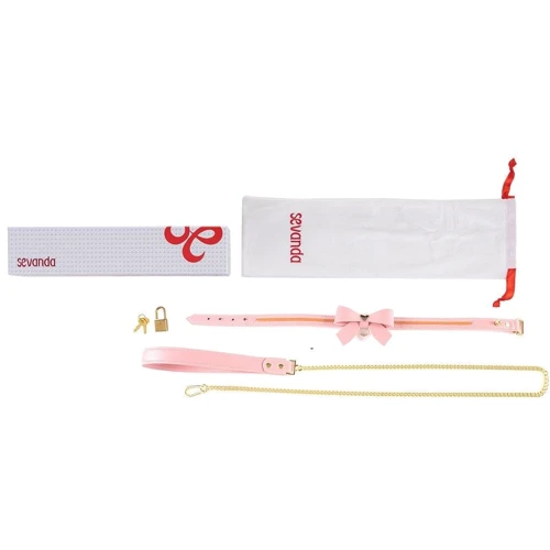 Нашийник з повідцем LOCKINK Sevanda Love Heart Butterfly Leather Collar Set - Pink