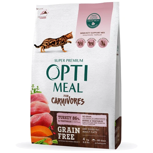 Сухой корм Optimeal Adult Cats Grain free для взрослых кошек с индейкой и овощами 4 кг (4820083905841)