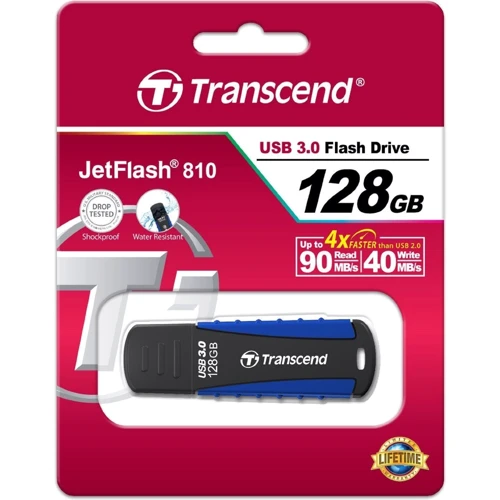 USB-флешка Transcend 128GB JetFlash 810 USB 3.0 Blue (TS128GJF810): Максимальная скорость записи, МБ/с 40