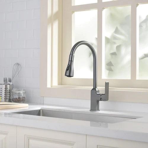 Смеситель для кухни Lefton Copper Kitchen Pull-Down Faucet with 3 Water Outlet Modes-KF2201 Grey: Вид монтажа Врезной
