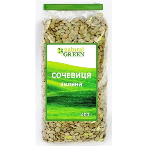 Чечевица зеленая, Natural Green, 400 г (WT3204)