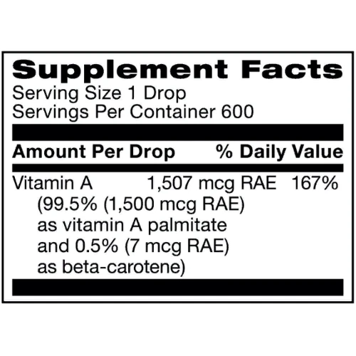 Klaire Labs Micellized Vitamin A Витамин А 30 мл: Тип Витамин A