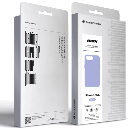 Чохол для iPhone ArmorStandart ICON2 Case Lilac для iPhone 16e (ARM83966): Матеріали Силикон