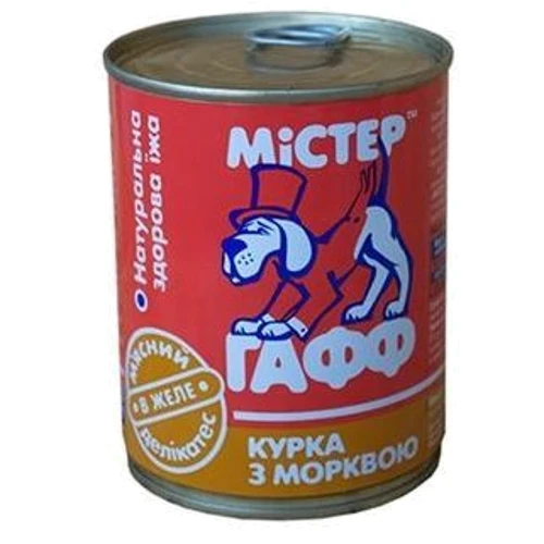 Влажный корм для взрослых собак Містер ГаФФ с телятиной в желе 340 г (4820184610323)