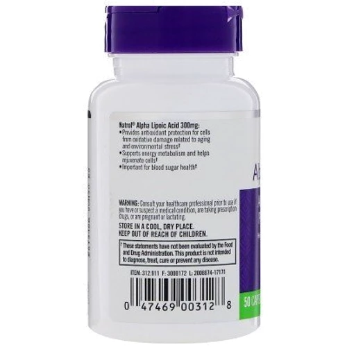 Natrol Alpha Lipoic Acid 300 mg 50 Caps Альфа-липоевая кислота: Форма выпуска Капсулы