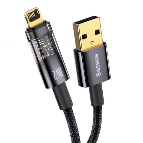 Кабель Baseus USB Cable to Lightning Explorer Series Auto Power-Off 2.4A 2m Black (CATS000501) фото 7