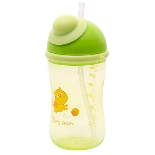 Поильник Baby Team с силиконовой трубочкой, 380мл. 9+ (5010 зеленый с котиком): Производитель Baby Team
