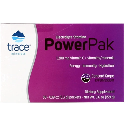 Trace Minerals Research Electrolyte Stamina Power Pak 1200 mg Электролиты со вкусом винограда 30 пакетов