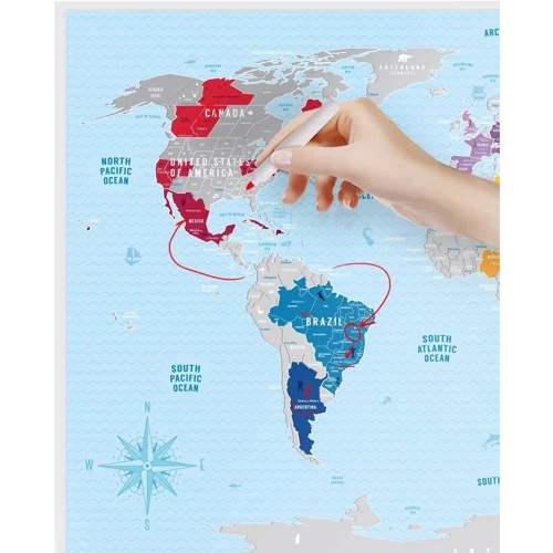 Скретч-карта мира Travel Map Silver World (Eng)
