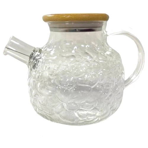 Заварник-графин Stenson Bubbles с пружиной-ситом и бамбуковой крышкой 1 л (R92930)