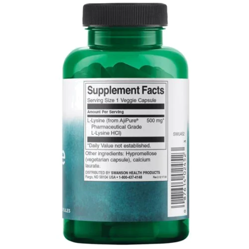 Swanson L-Lysine 500 mg Л-лизин 90 капсул: Тип Лизин