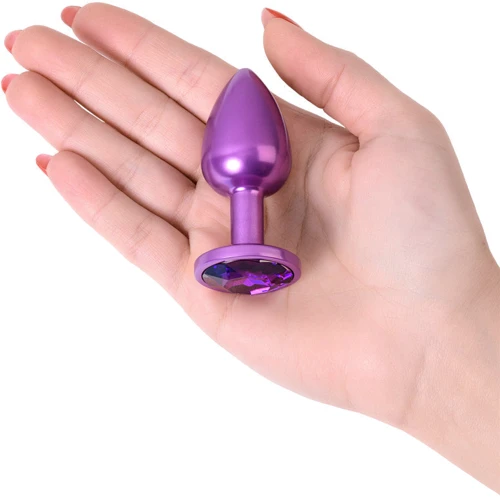 Анальная пробка с кристаллом Metal By Toyfa Purple Anal Plug Аmethyst