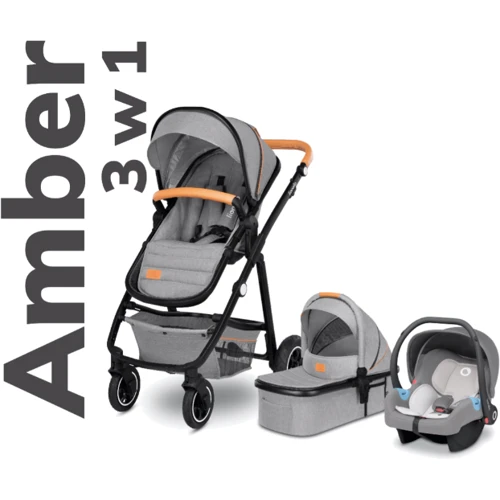 Коляска 3 в 1 Lionelo Amber Grey Stone: Материал колес резина (надувные)