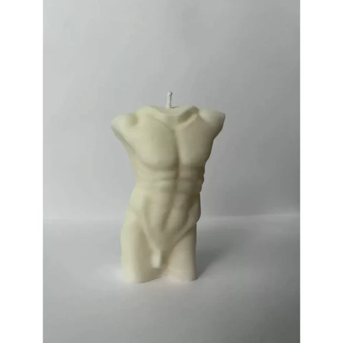 Свеча в виде торса мужчины Glowing fire, 10х5 см (белый)