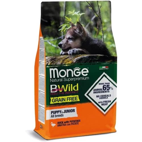 Сухой беззерновой корм Monge Dog Be Wild Gr. Free Puppy & Junior для щенков, с уткой 2.5 кг (8009470004787)