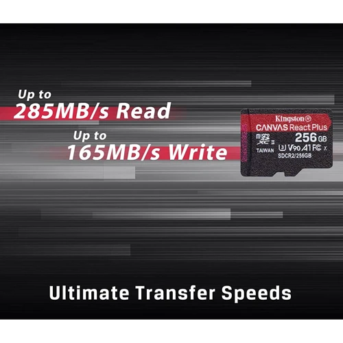 Карта памяти Kingston 256GB microSDXC Class 10 UHS-II U3 V90 A1 Canvas React Plus + SD adapter + USB reader (M1A4-0160R12) фото 8