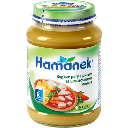 Пюре Hame Хаманек Куриное рагу с рисом и кусочками овощами 190 (8595139735111)
