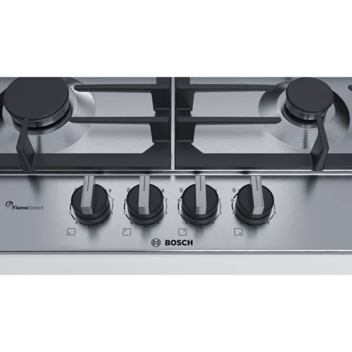 Варочная поверхность газовая Bosch PCH6A5B90R: Рабочая поверхность нержавеющая сталь