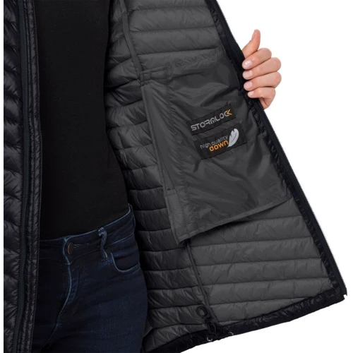 Пуховик Jack Wolfskin Atmosphere Coat W 1204691-6000 44 черный демисезонный с капюшоном: Сезон Демисезон