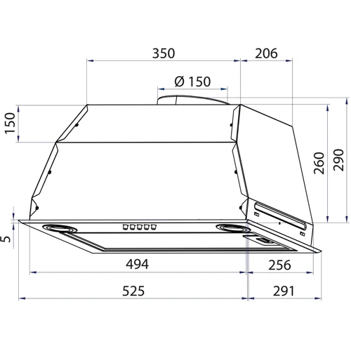 Витяжка Minola HBI 5722 I 1200 LED: Тип фільтра повітря Рециркуляція, Відведення