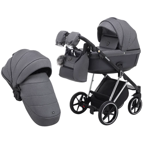 Коляска 2 в 1 Adamex Belissa Special Edidion (Chrome) PS-609 графіт - графіт шкіра (перфорація)