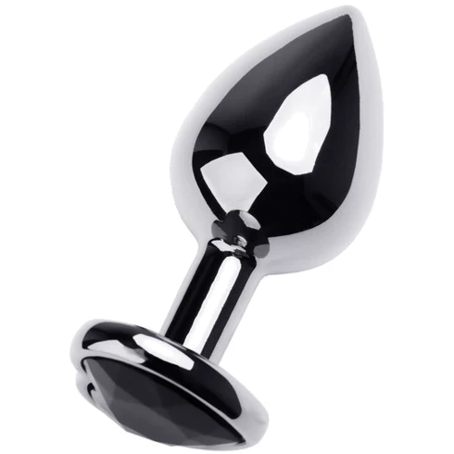Анальная пробка с кристаллом Toyfa Metal Silver anal plug black gem
