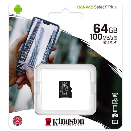 Карта пам'яті Kingston 64GB microSDXC UHS-I U1 V10 A1 Canvas Select Plus (SDCS2/64GBSP): Обсяг 64 ГБ