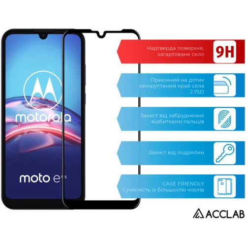 Аксессуар для смартфона ACCLAB Tempered Glass Full Glue Black for Motorola Moto G8 Power Lite: Цвет черный