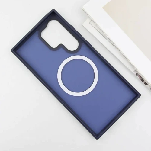Чехол для телефонов Mobile Case TPU+PC Metal Buttons with MagSafe Colorful Navy Blue for Samsung S928 Galaxy S24 Ultra