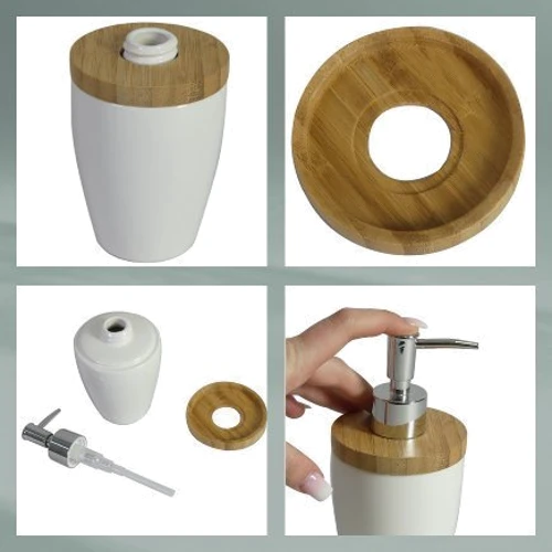 Дозатор для жидкого мыла KELA Natura белый 350 мл (18596)