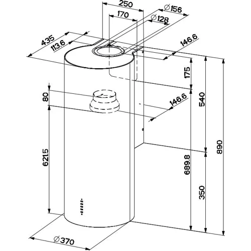 Витяжка Faber Cylindra Plus Bk Matt A37 (335.0606.998): Тип фільтра повітря Рециркуляція, Відведення