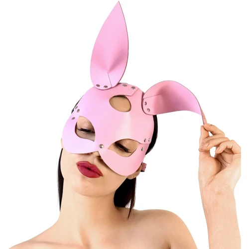 Кожаная маска Зайки Art of Sex - Bunny mask, розовый