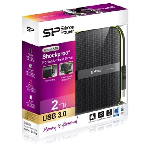 Внешний жесткий диск Silicon Power Armor A60 1TB USB 3.0 Black (SP010TBPHDA60S3K): Внешний интерфейс USB 3.0