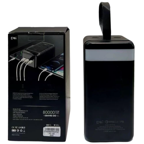 Внешний аккумулятор King Power Bank 80000mAh QC3.0 22.5W Black (PD-80)
