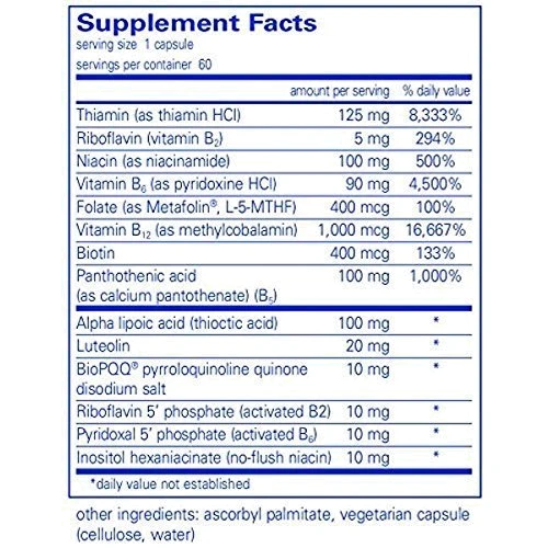Pure Encapsulations Ultra B-Complex с PQQ 60 caps B-комплекс плюс (PE-01316): Тип Витамин B