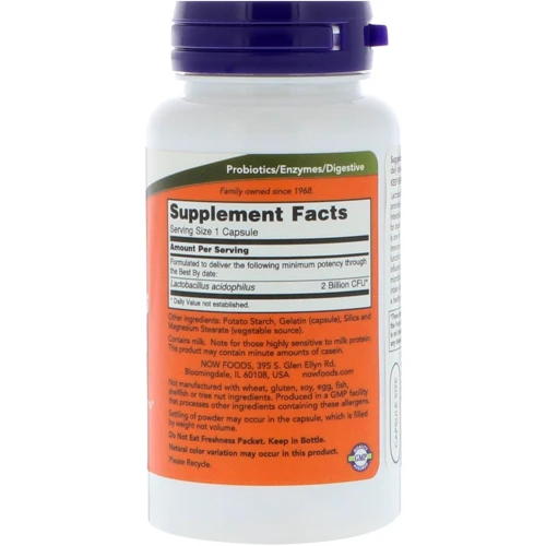 NOW Foods Acidophilus 2 billion 100 caps (Пробиотики): Тип Пробиотики