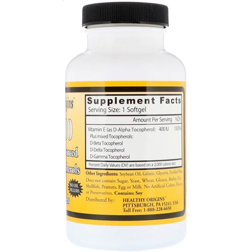 Healthy Origins, E-400, 180 Softgels (Discontinued Item) (HO15145): Тип Витамин E