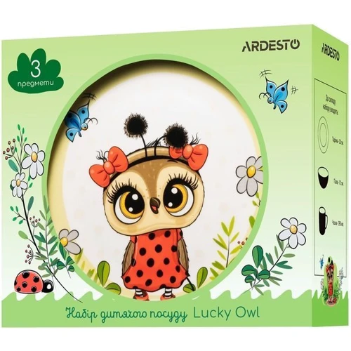 Набор детской посуды Ardesto Lucky owl 3 предмета фарфор (AR3454LS) фото 4