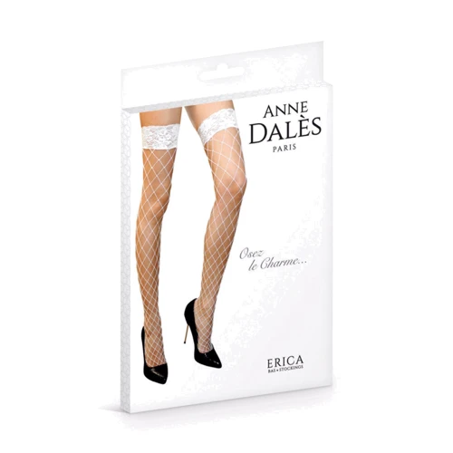 Чулки в крупную сетку Anne De Ales ERICA T1 White