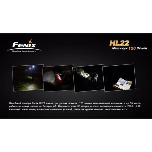 Ліхтар Fenix HL22R4 Gray: Світловий потік, лм 120