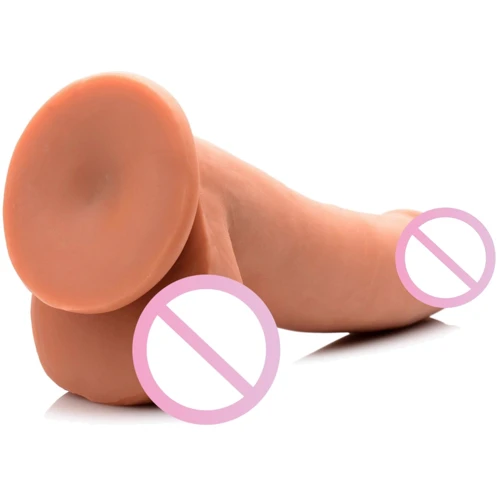 8 Inch Ultra Real Dual Layer Suction Cup Dildo - Medium Skin Tone - фаллоимитатор 18x5 см, телесный