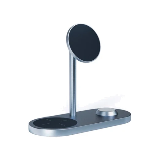 Зарядний пристрій WIWU Wireless Charger Stand Power Air X23 15W Gray for iPhone 16 I 15 I 14 I 13 I 12 series, Apple Watch and Apple AirPods: Кабель в комплекті USB-C